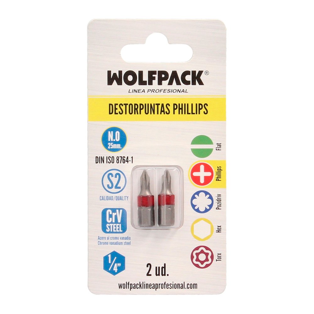 Puntas Largas Destornillador Phillips Nº 0 (2 Piezas). Acero S2 al Cromo Vanadio. Puntas Hexagonales, Destorpuntas, - Imagen 3