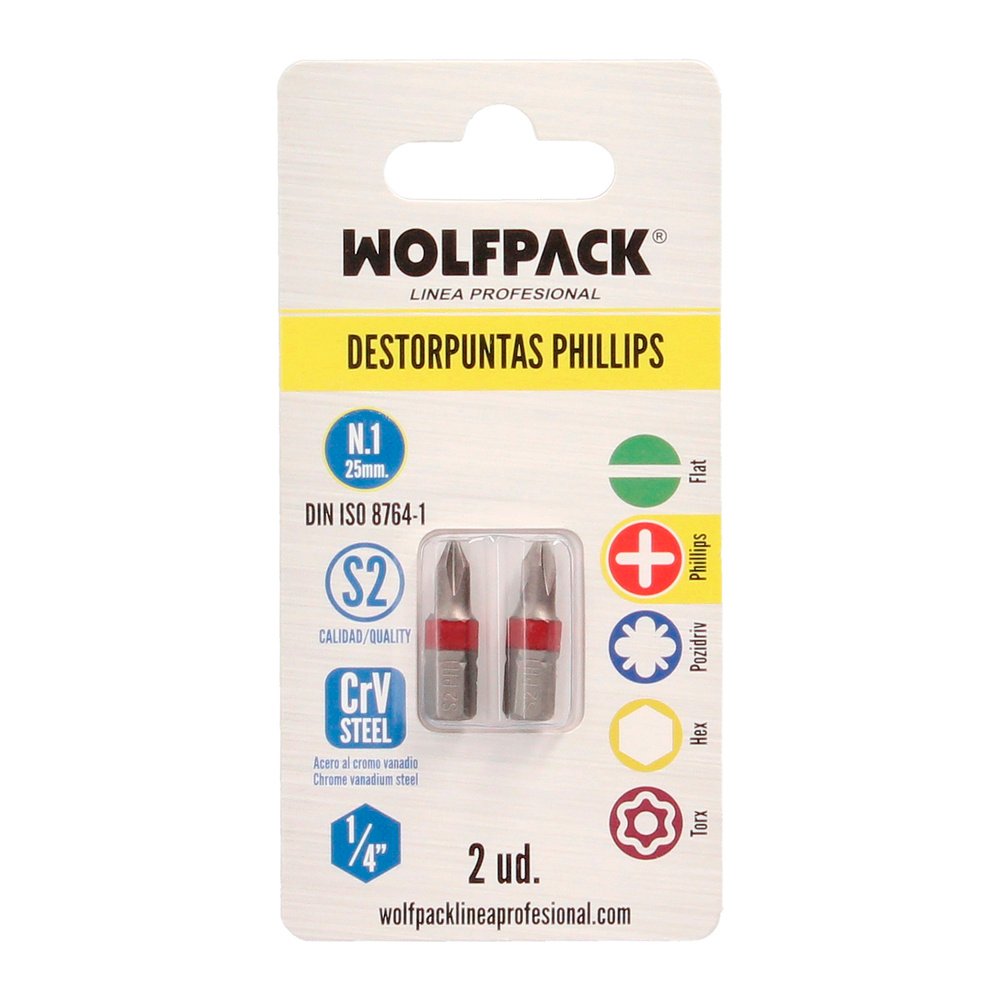 Puntas Largas Destornillador Phillips Nº 1 (2 Piezas). Acero S2 al Cromo Vanadio. Puntas Hexagonales, Destorpuntas, - Imagen 3