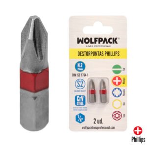 Puntas Largas Destornillador Phillips NÂº 2 (2 Piezas). Acero S2 al Cromo Vanadio. Puntas Hexagonales, Destorpuntas,