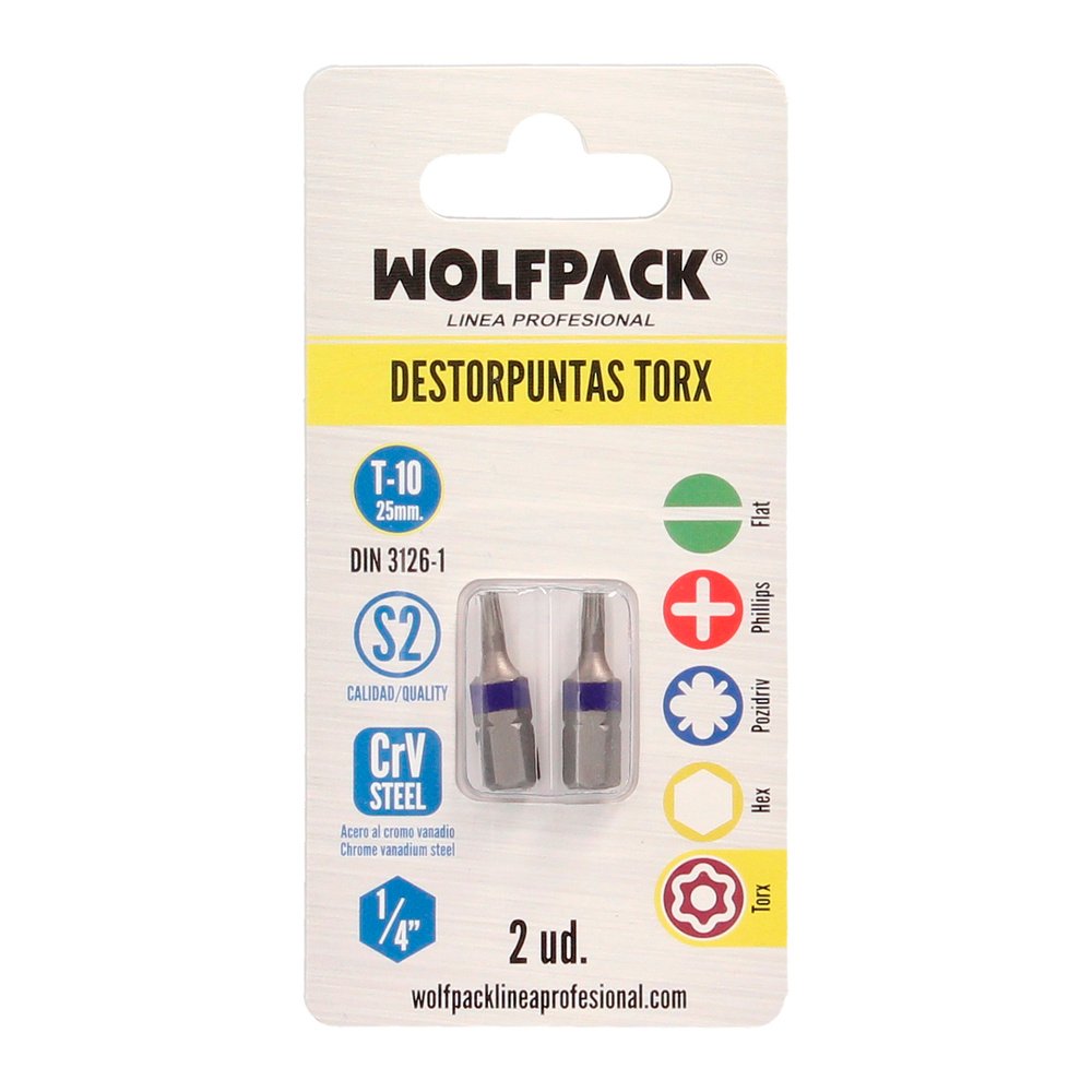 Puntas Destornillador Torx 10 Inviolable (2 Piezas). Acero S2 al Cromo Vanadio. Puntas Hexagonales, Destorpuntas, - Imagen 3