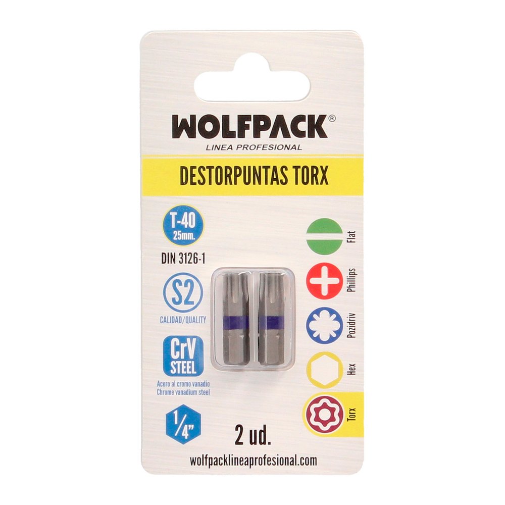 Puntas Destornillador Torx 40 Inviolable (2 Piezas). Acero S2 al Cromo Vanadio. Puntas Hexagonales, Destorpuntas, - Imagen 3