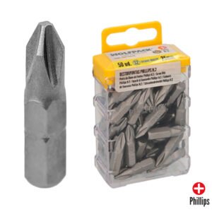 Puntas Destornillador Phillips NÂº 2 (50 Piezas). Acero S2 al Cromo Vanadio. Puntas Hexagonales, Destorpuntas,