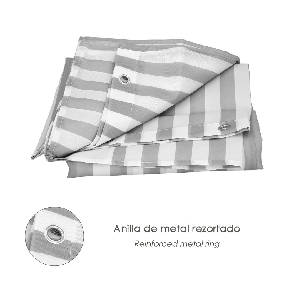 Cortina Ducha Rayas Blancas 180x200 cm. Impermeable - Imagen 4