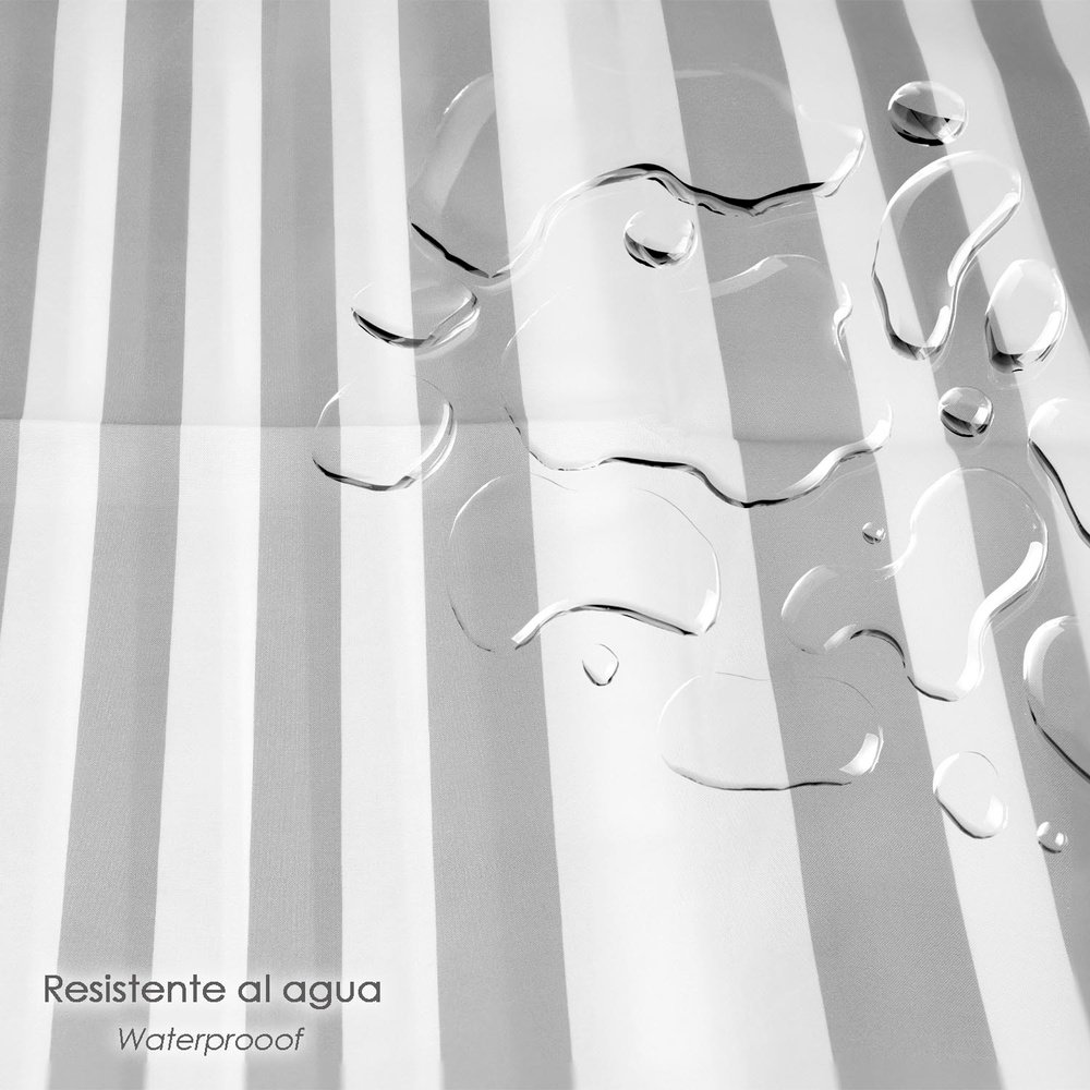 Cortina Ducha Rayas Blancas 180x200 cm. Impermeable - Imagen 5