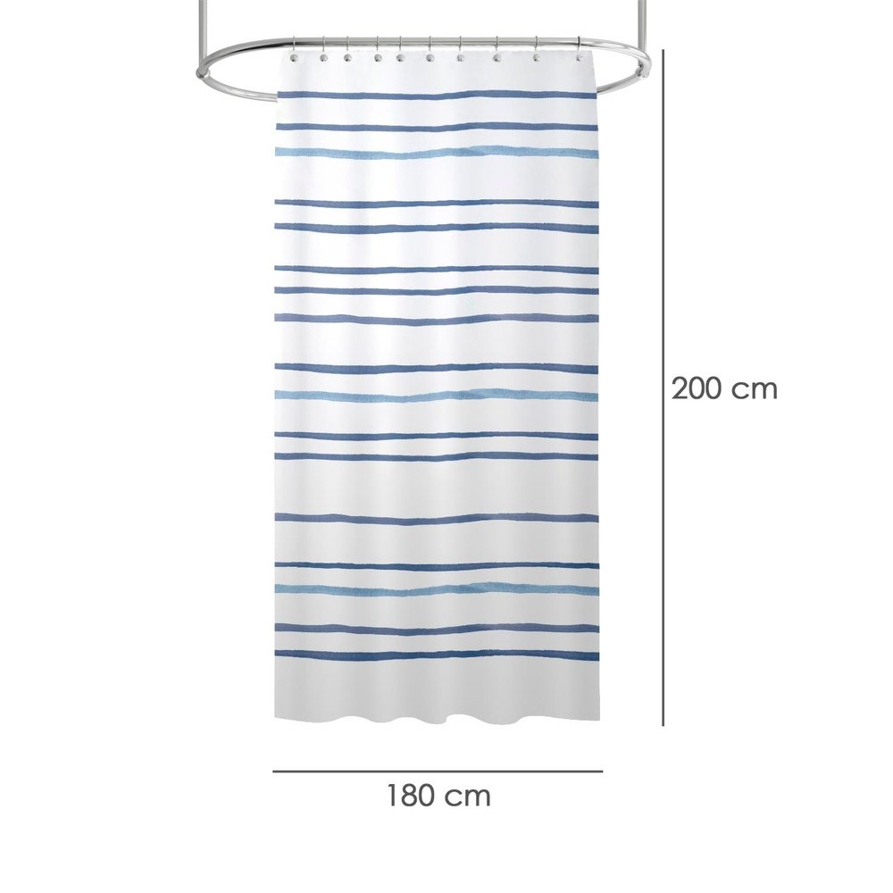 Cortina Ducha Rayas Azules 180x200 cm. Impermeable - Imagen 2
