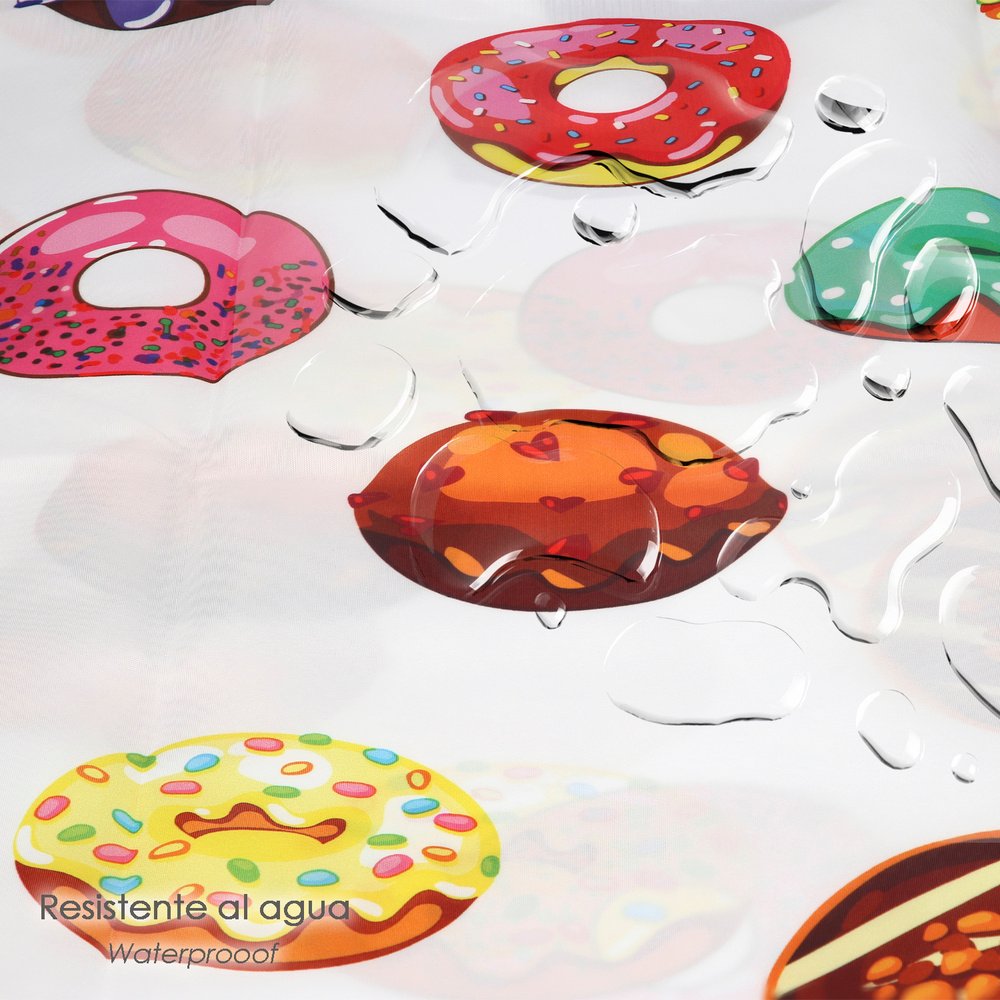 Cortina Ducha Donuts 180x200 cm. Impermeable - Imagen 5