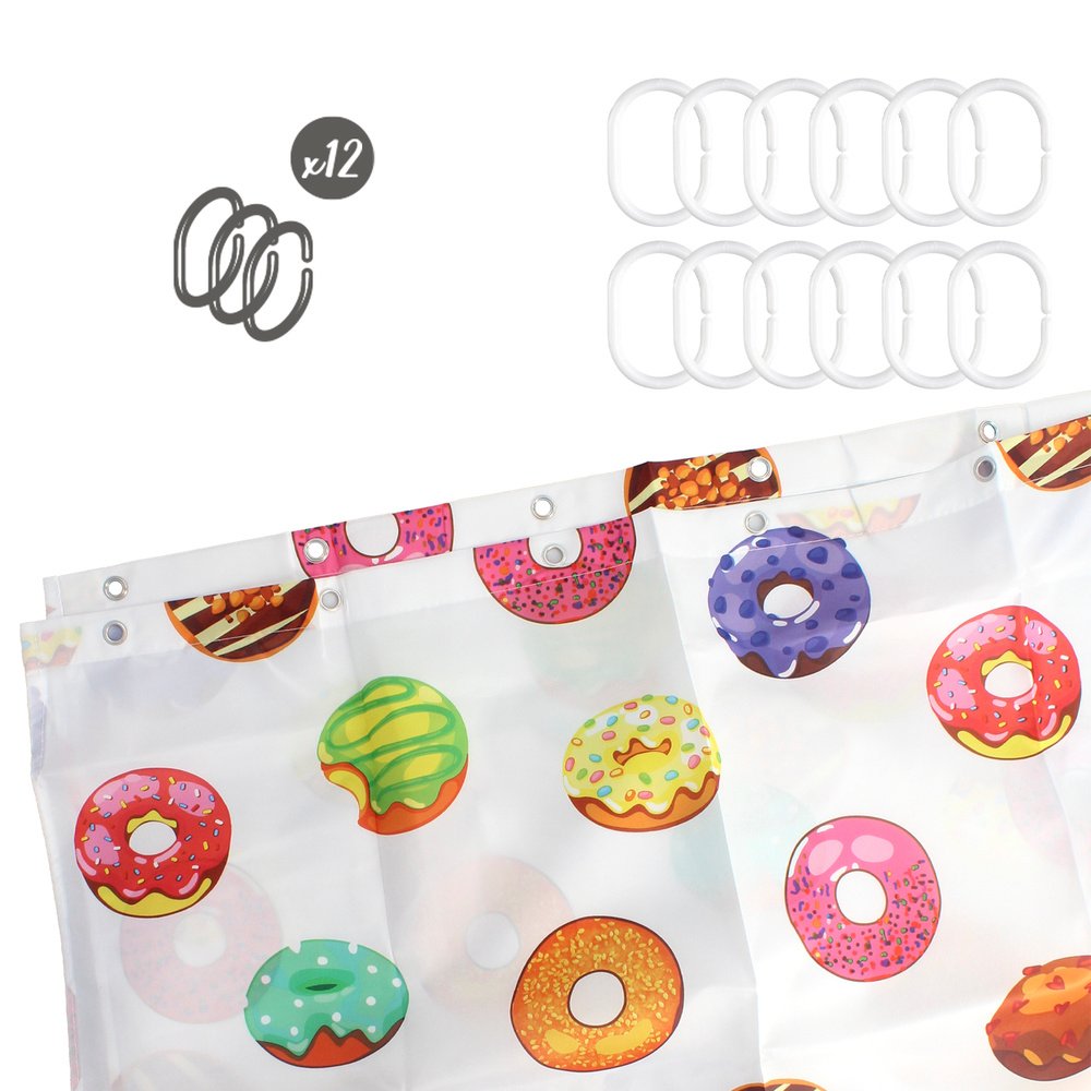 Cortina Ducha Donuts 180x200 cm. Impermeable - Imagen 6