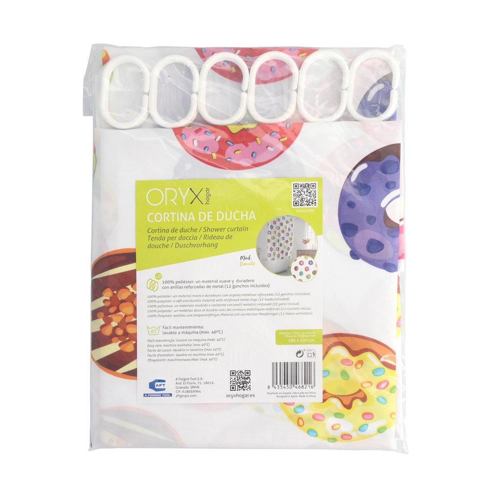 Cortina Ducha Donuts 180x200 cm. Impermeable - Imagen 7