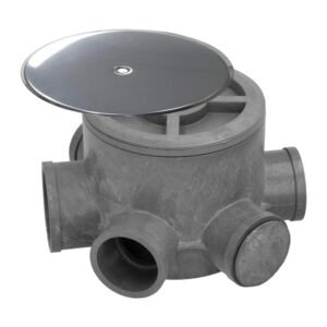 Bote SifÃ³nico PVC Tuberias Ã˜ 110 mm. Salidas Ã˜ 50 y 40 mm. Altura 105 mm.