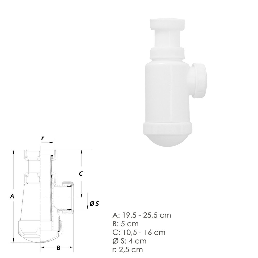 Sifon Botella Extensible 1 1/2 Tuerca Loca - Imagen 2