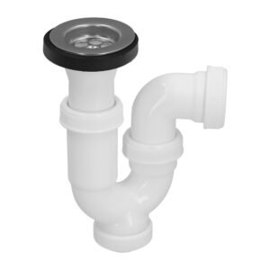 Sifon Curvo Extensible Con Valvula y Tapon 1 1/2" Ã˜ 40 Mm