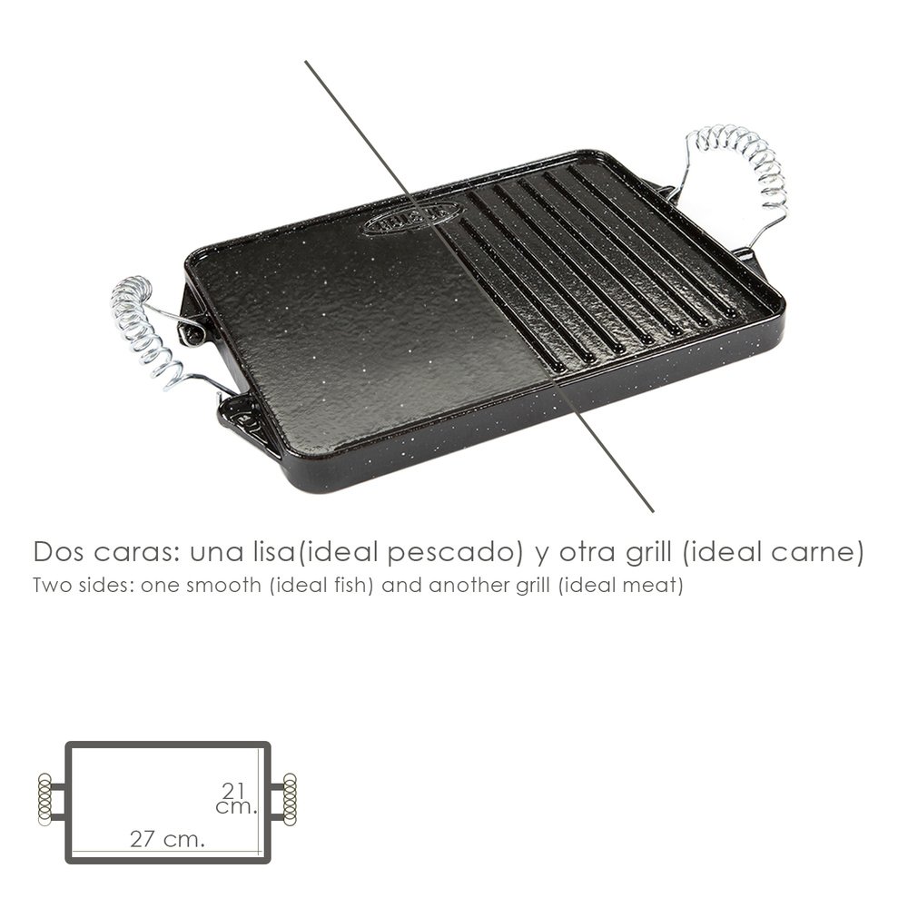 Plancha Hierro Fundido Esmaltada Rectangular 21 x 27 cm. - Imagen 3