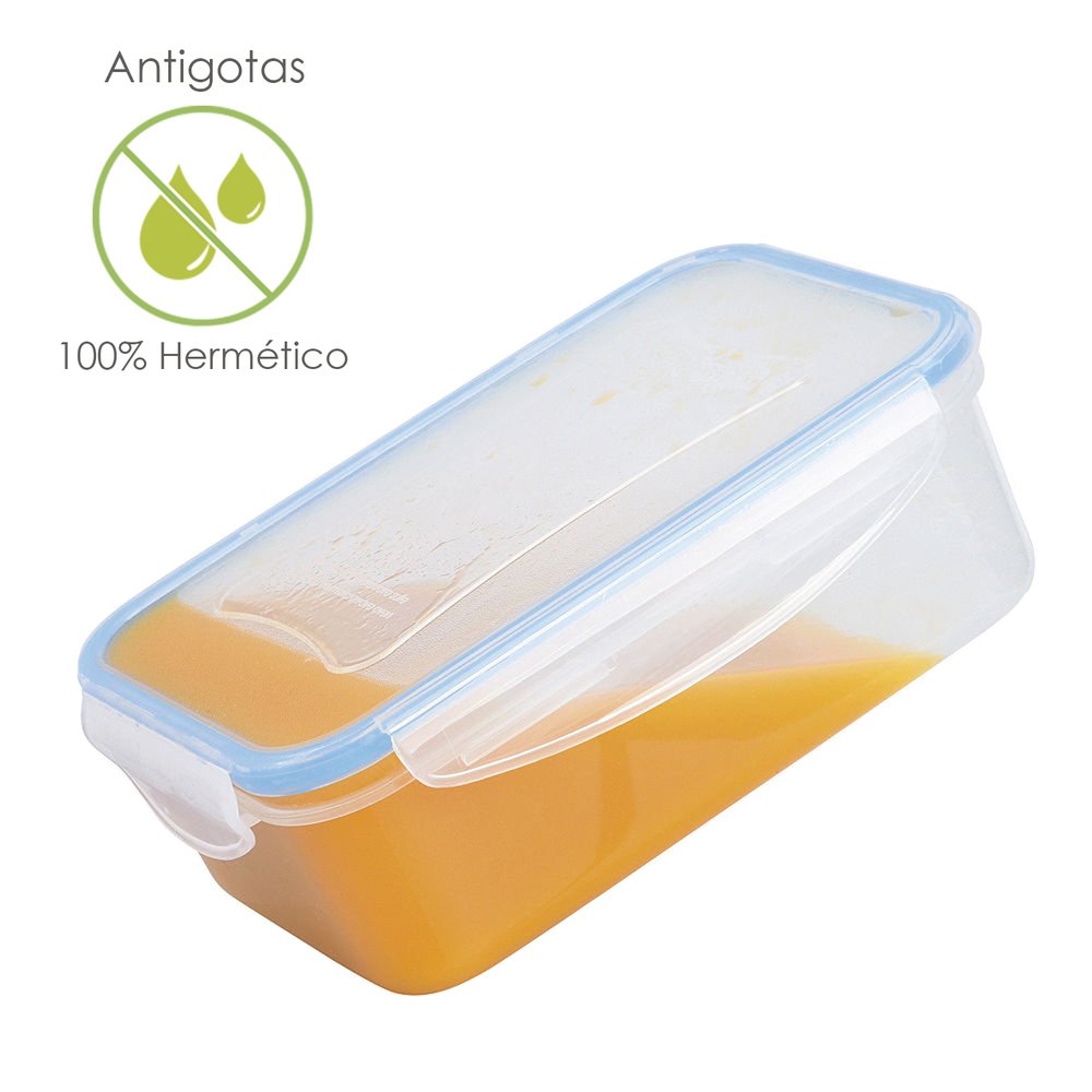 Recipiente Hermetico Plastico Rectangular 2.500 ml. 25x18x8.5 (Alt.) cm. - Imagen 2