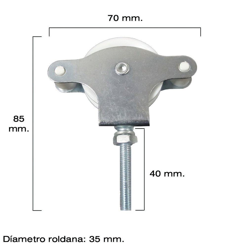Polea Tendedero Wolfpack Zincado 40 mm. Roldana Plástico con Tornillo - Imagen 2