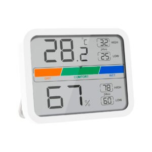 Termómetro Digital Higrómetro Interiores y Exteriores Minimo/Máximo Con Indicardor De Humedad