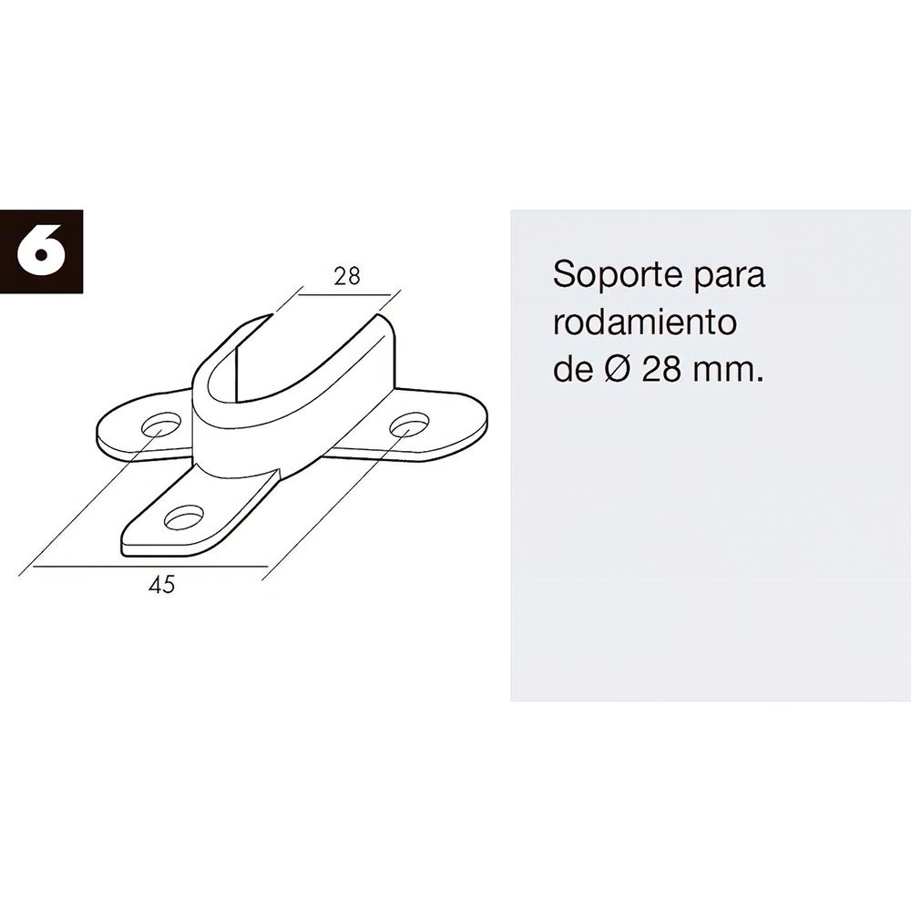 Soporte Persiana Rodamiento Zincado 28 mm. de Diametro - Imagen 4