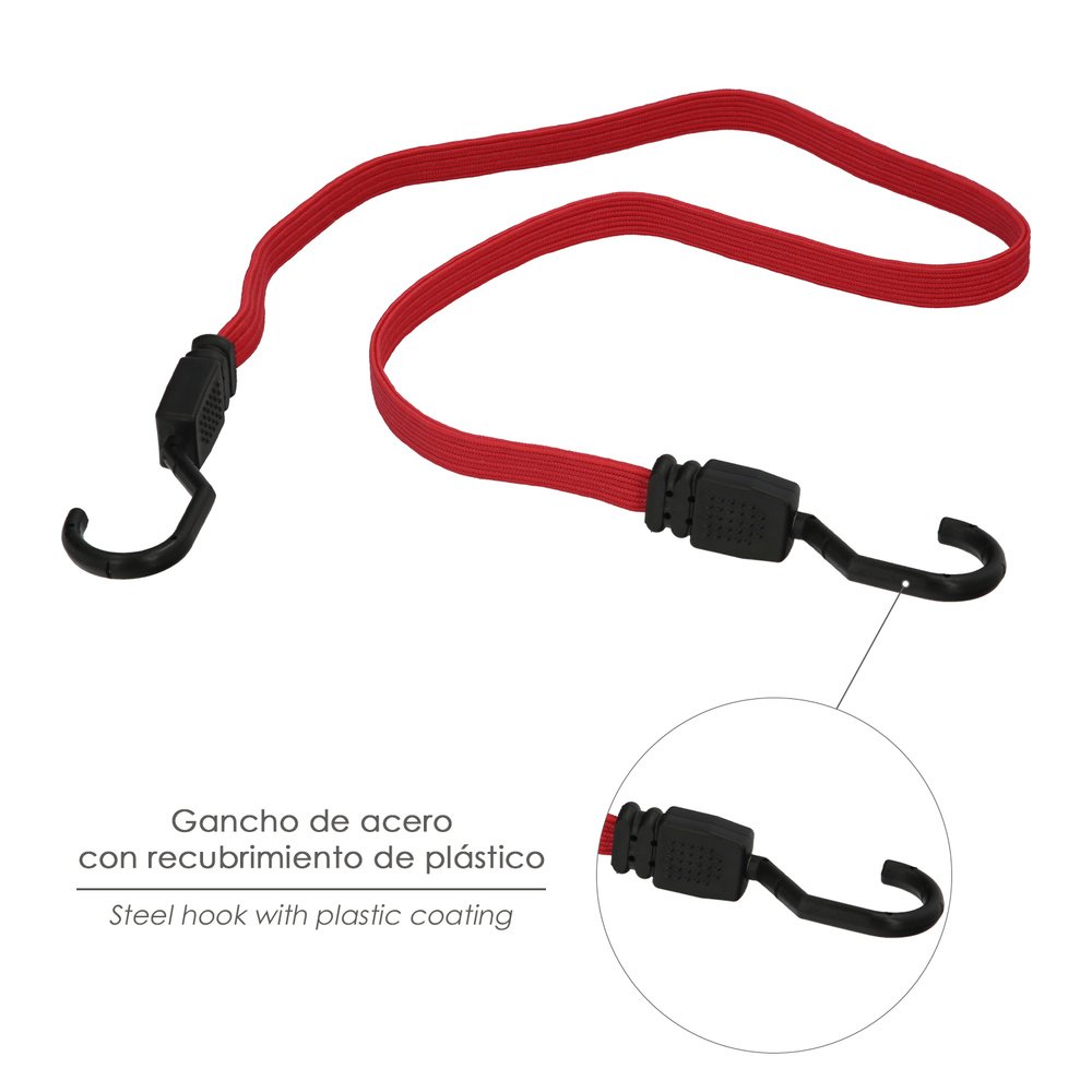 Pulpo De Goma Plano Reforzado 1,5 metro (2 unidades) 100% Latex, Capacidad Amarre 200 Newtons Gomas Elasticas, Cuerda Elastica, - Imagen 4
