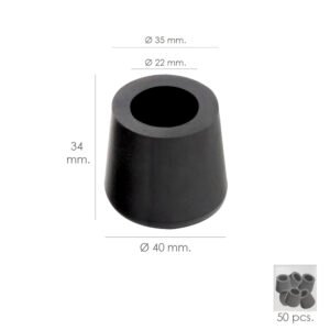 Taco Goma Andador Negro Ã˜ 22mm Con Arandela Interior Bolsa 50 Unidades