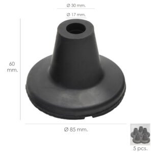 Taco Goma Baston Negro Tubo Ã˜ 19 mm. / Base Ã˜ 85 mm. Tipo Ventosa Bolsa 5 Unidades