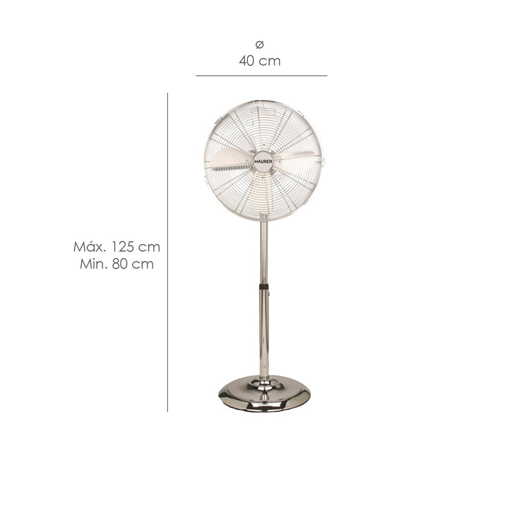 Ventilador Maurer de Pie 125 cm. de Alto Cromo - Imagen 2