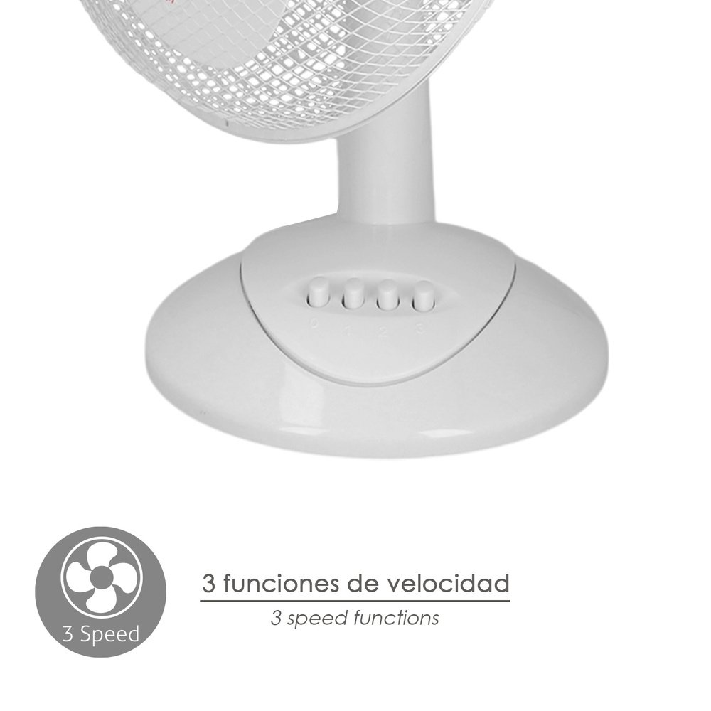 Ventilador Sobremesa Blanco 45 Watt 3 Velocidades. - Imagen 4