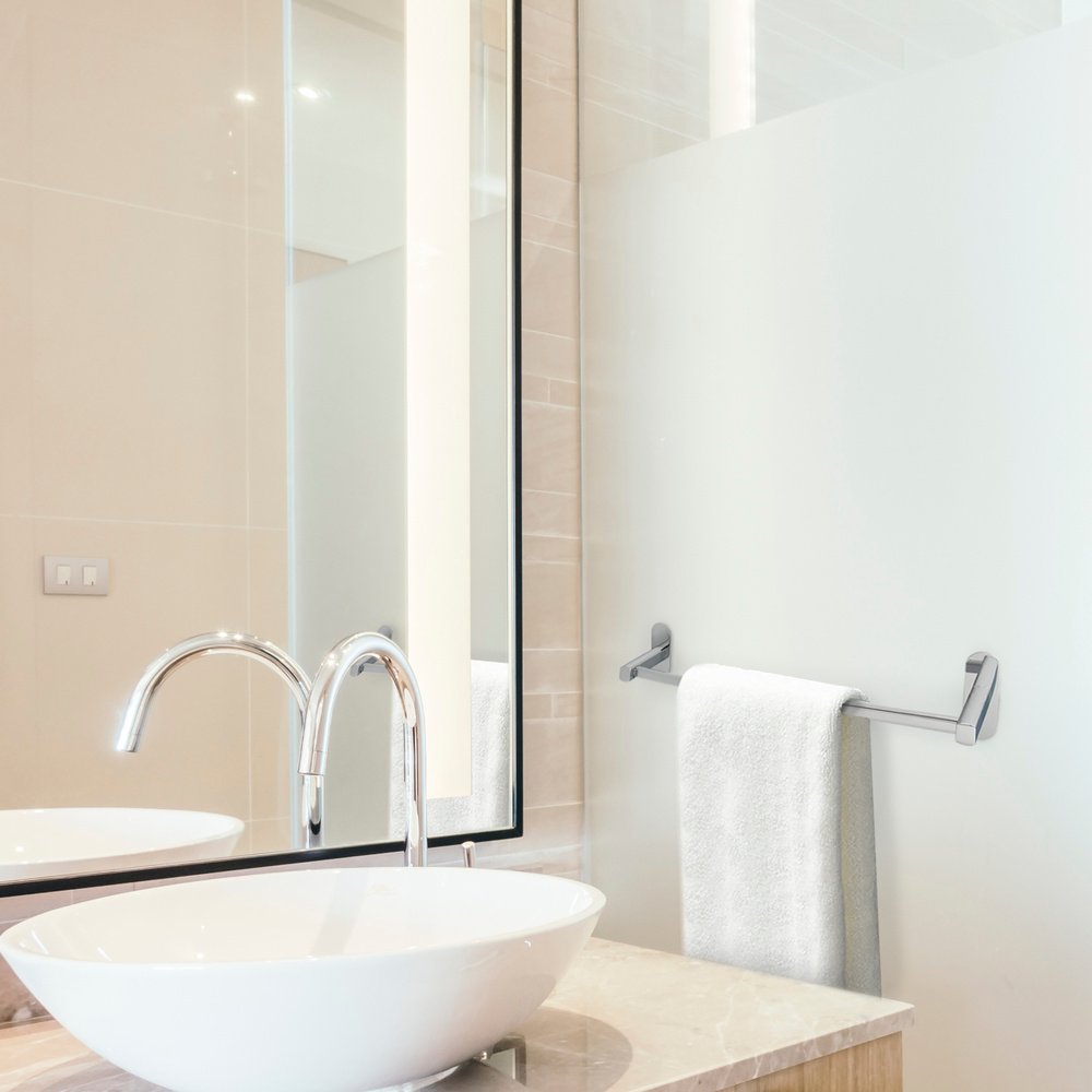 Toallero Barra 40 cm. Color Inox Con Efecto Espejo, Autoadhesivo Resistente, Porta Toallas, Toallero Adhesivo Pared/Mueble - Imagen 3