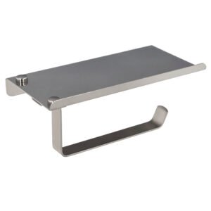 Portarrollos BaÃ±o Con Estante Para Moviles Autoadhesivo, Color Inox Con Efecto Espejo, Autoadhesivo Resistente o Con Tornillos