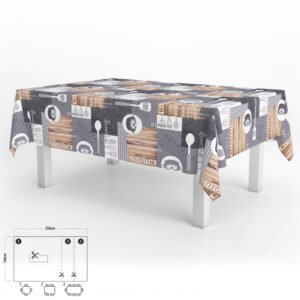 Mantel Hule Rectangular Cuisin Impermeable Antimanchas PVC 140 x 250 cm. Recortable Uso Interior y Exterior