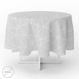 Mantel Hule Geometrico Gris Impermeable Antimanchas PVC Ã˜ 140 cm. Uso Interior y Exterior