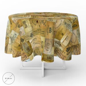Mantel Hule Redondo Tablones Vino Impermeable Antimanchas PVC Ã˜ 140 cm. Uso Interior y Exterior