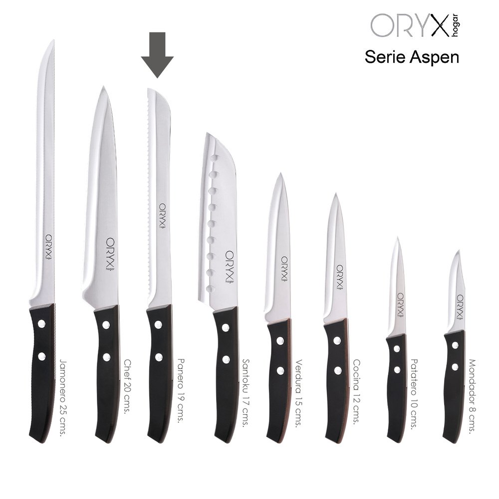 Cuchillo Aspen Panero Hoja Acero Inoxidable 19 cm. Negro - Imagen 5