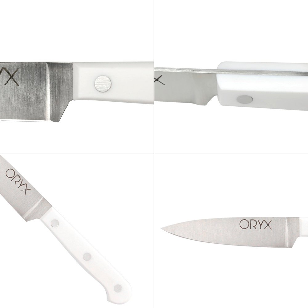 Cuchillo Husky Pelador 11 cm. Hoja Acero Inoxidable, Cuchillo Verduras, Cuchillo Cortar Verduras Mango Ergonomico Blanco - Imagen 4