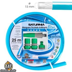 Manguera Tricotada No Torsion Blue Ã˜ 15 mm. Rollo 25 metros. Con Accesorios, Manguera Anti Torsion, Manguera Sin Dobleces,