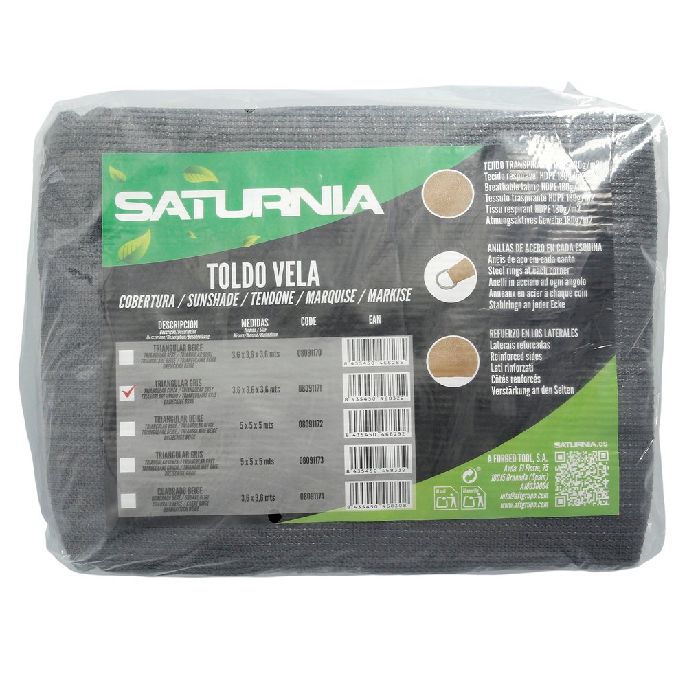 Toldo Vela Sombra Jardin Triangular 3,6x3,6x3,6 metros Gris - Imagen 6