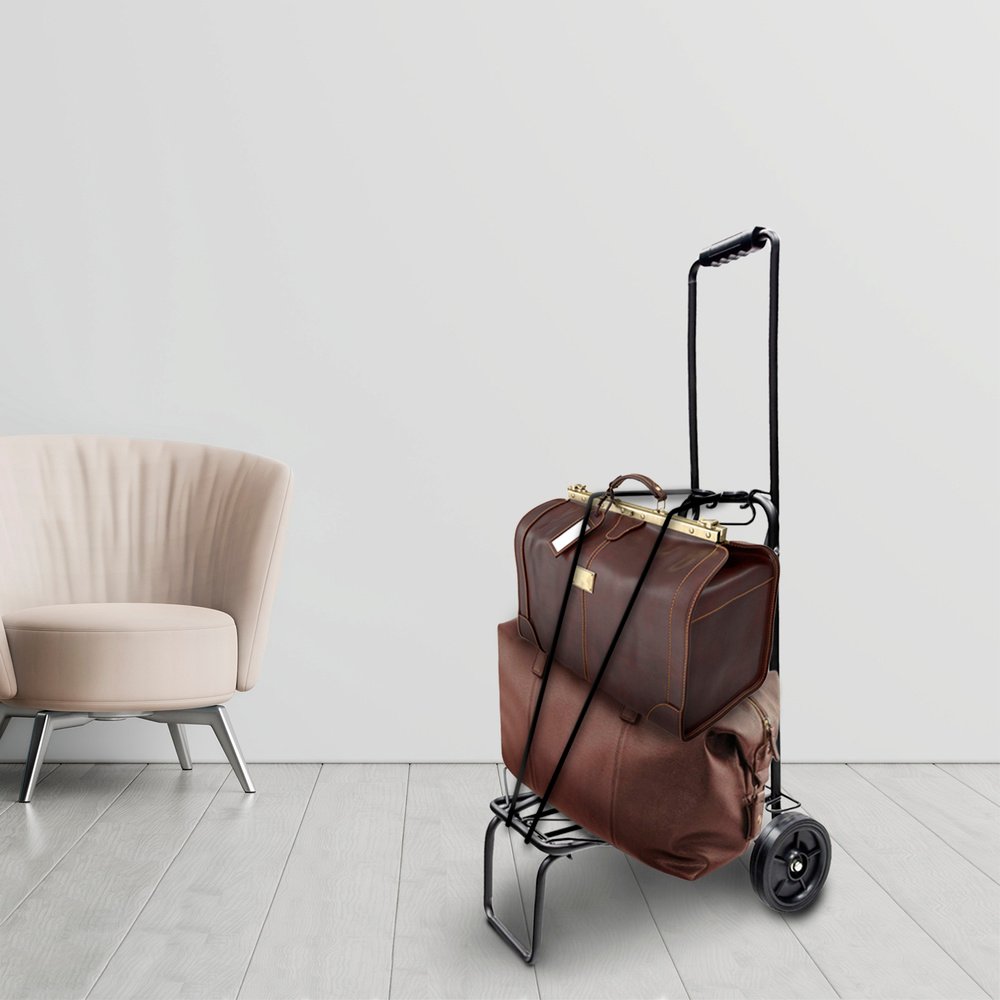 Carretilla Plegable Metalica De Carga - Porta Maletas Con Cuerda Elastica 93,5x33x44 cm. Carro De Transporte 50 Kg. - Imagen 8