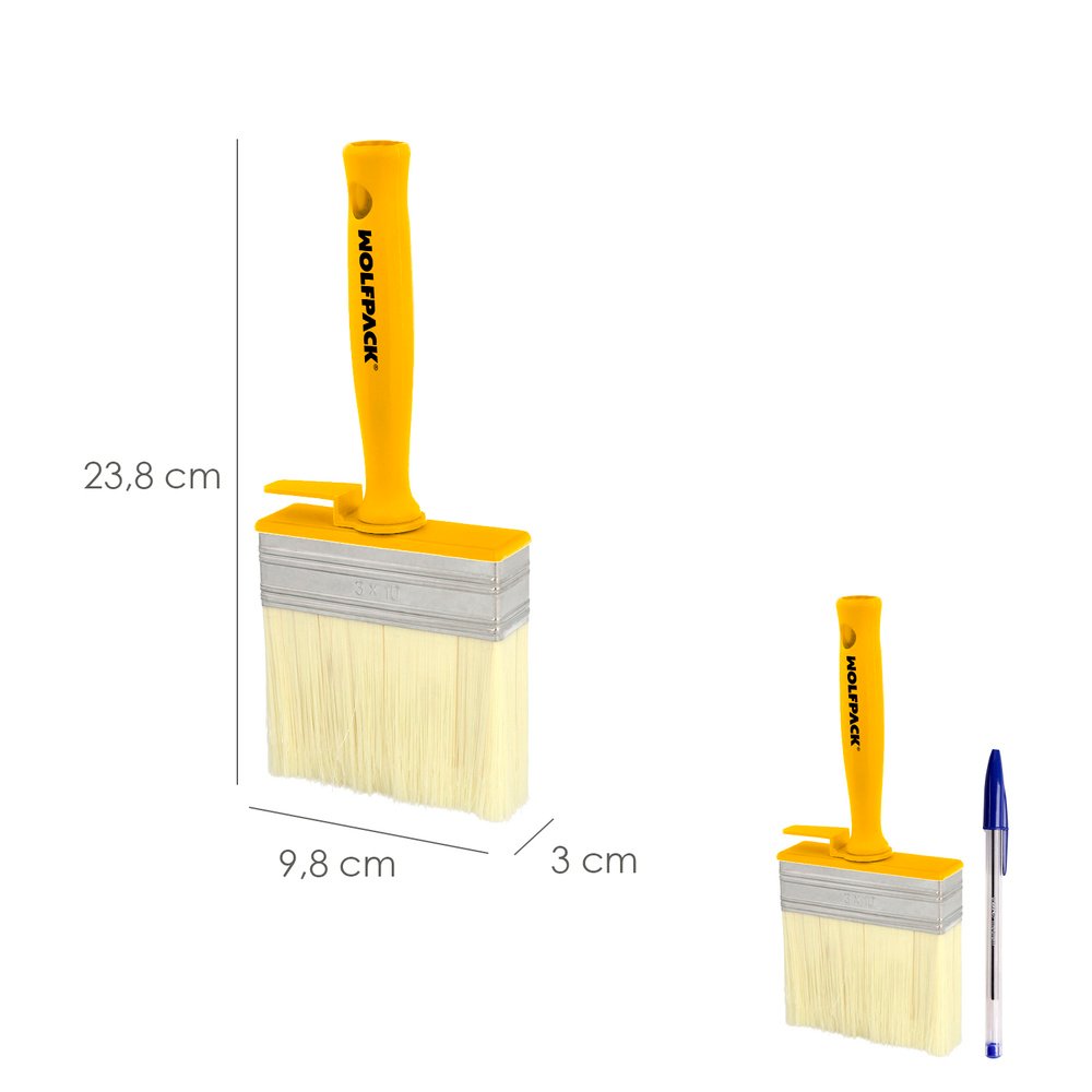 Brocha Profesional Techos 100x30 mm. Cerda Blanca. Mango Ergonomico, Con Gancho. Brocha Pintura, Brocha Pintor Profesional - Imagen 2