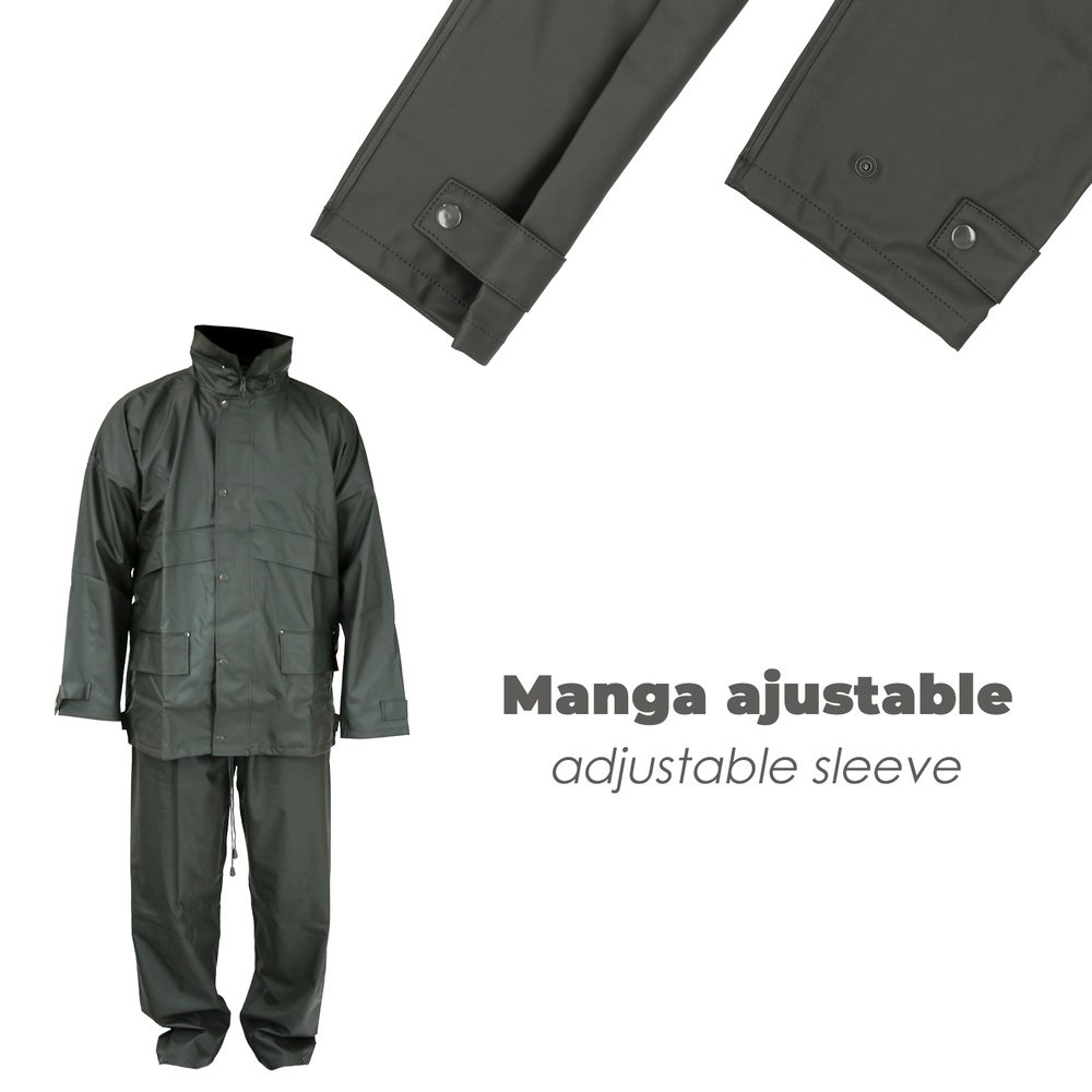 Traje de Agua Impermeable Verde Poliuretano Talla 7-L - Imagen 6