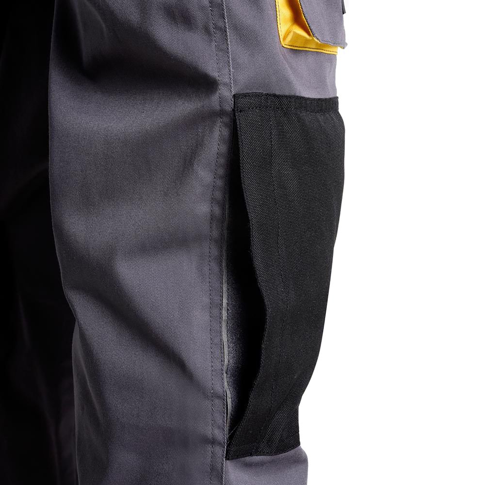 Pantalones Largos DeTrabajo, Multibolsillos, Resistentes, Rodilla Reforzada, Gris/Amarillo Talla 54/56 XXL (Slim Fit) - Imagen 5