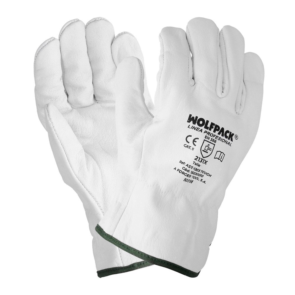 Guantes De Trabajo De Piel Flor De Vacuno, Proteccion Laboral, Riesgos Mecanicos, Guantes De Seguridad De Cuero. Talla 10" (Par)