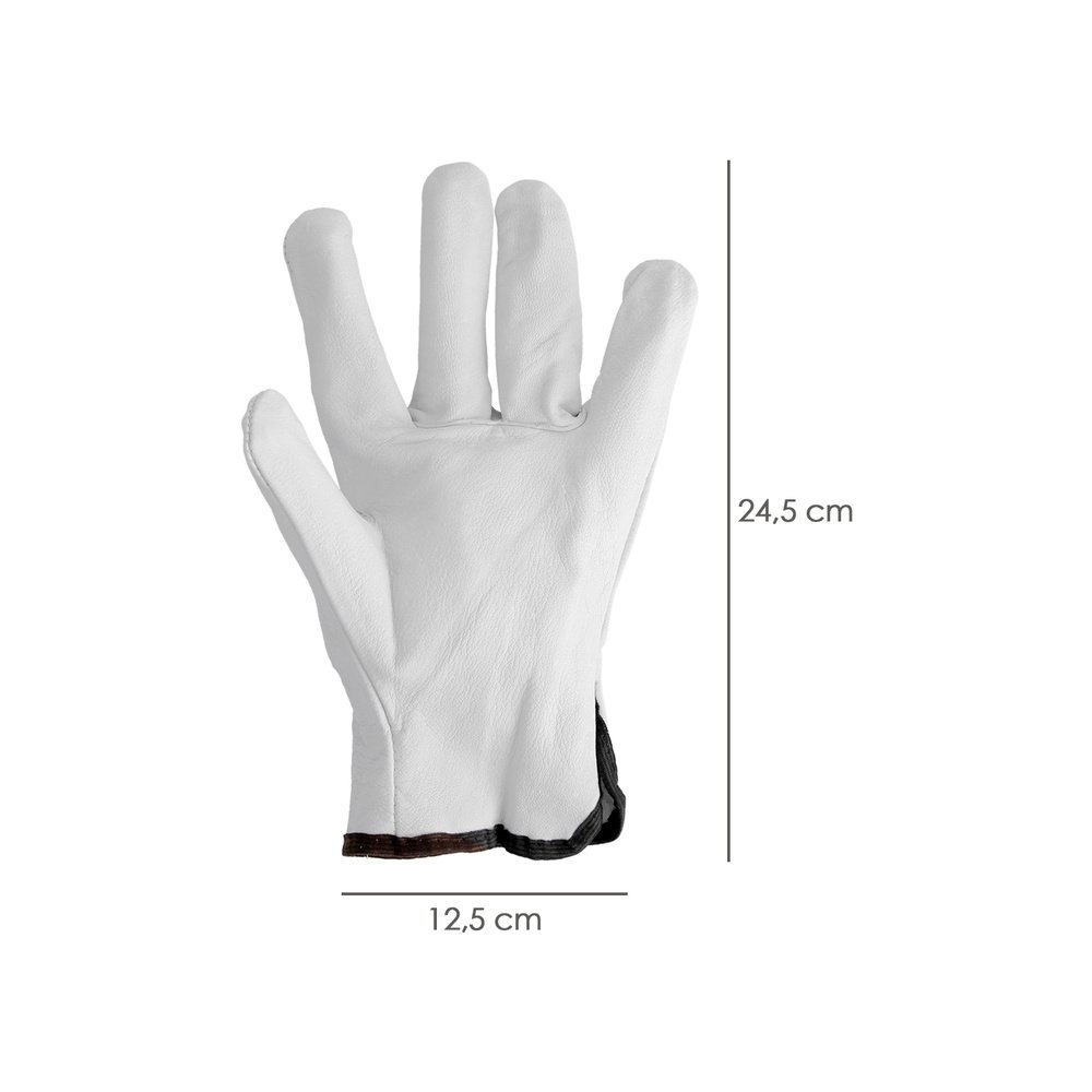 Guantes De Trabajo De Piel Flor De Vacuno, Proteccion Laboral, Riesgos Mecanicos, Guantes De Seguridad De Cuero. Talla 10" (Par) - Imagen 2