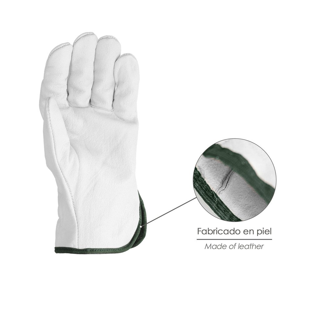 Guantes De Trabajo De Piel Flor De Vacuno, Proteccion Laboral, Riesgos Mecanicos, Guantes De Seguridad De Cuero. Talla 10" (Par) - Imagen 5