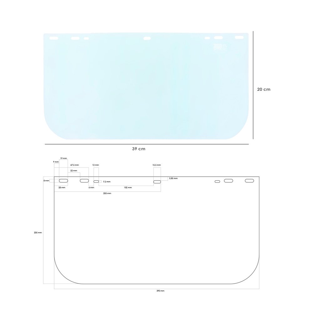 Protector Facial Con Arnes Ajustable Pantalla Policarbonato 390x200 mm. visera Seguridad, Anti Impactos, Casco Desbrozadora - Imagen 6