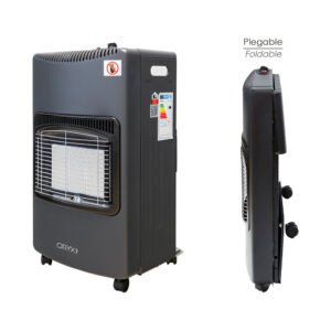 Estufa Gas Infrarroja Ceramica 4,5 Kw. Plegable 3 Potencias, Triple Sistema de Seguridad, Con Ruedas, Encendido Piezo-Electrico