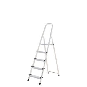 Escalera Aluminio 5 PeldaÃ±os Plegable, Uso domÃ©stico, Antideslizante, Ligera y Resistente
