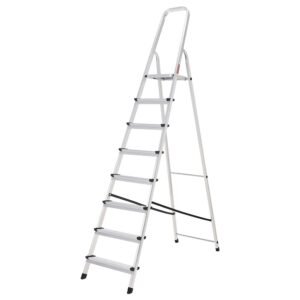 Escalera Aluminio 8 PeldaÃ±os Plegable, Uso domÃ©stico, Antideslizante, Ligera y Resistente