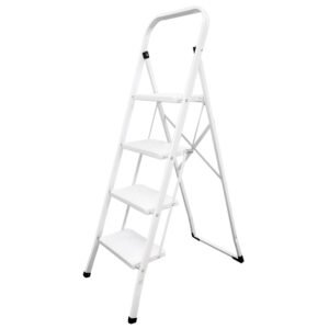 Escalera Domestica Acero 4 PeldaÃ±os, Escalerilla Blanca